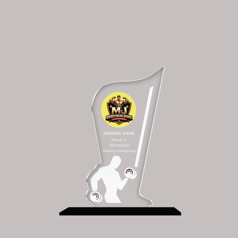 Personalized Body Building Award Trophy | Sports Acrylic Trophy for School Games, Fitness Event & Gym Competitions